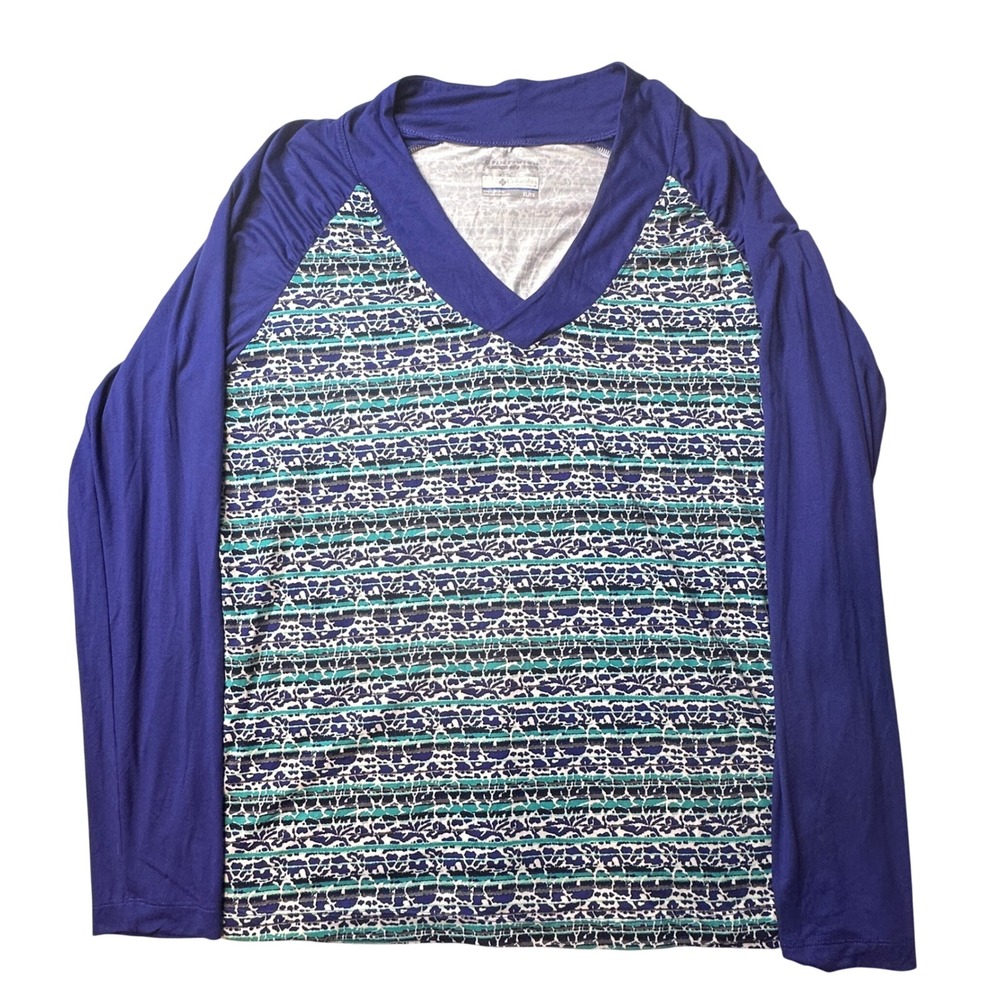 Columbia Shirt Womens XL Purple Omni-Wick Long Sleeve‎ V-Neck Stripe Activewear